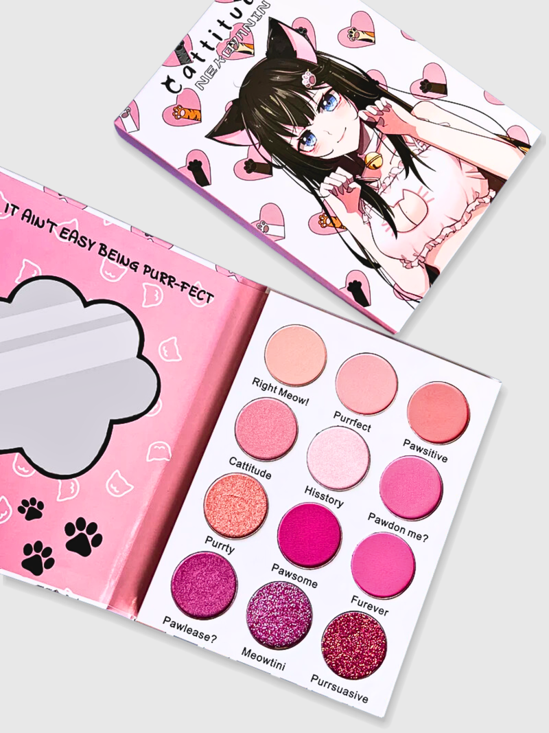 kawaii cat themed Pink eyeshadow palette makeup