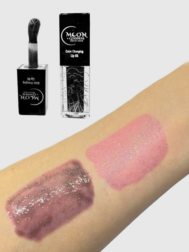 Nekoyanin's Color Changing Lip Oil - Moon Goddess Swatch