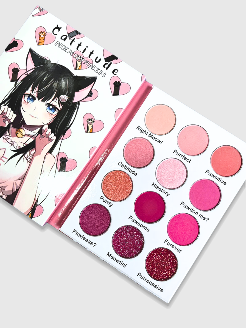 kawaii cat themed Pink eyeshadow palette makeup